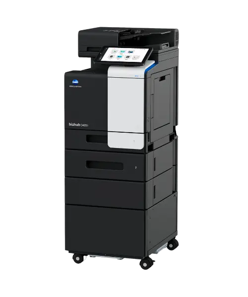 a4 colour copier on cabinet with extra trays